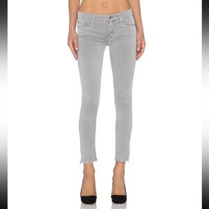 Mother Looker Ankle Fray Jeans Gray Size 30